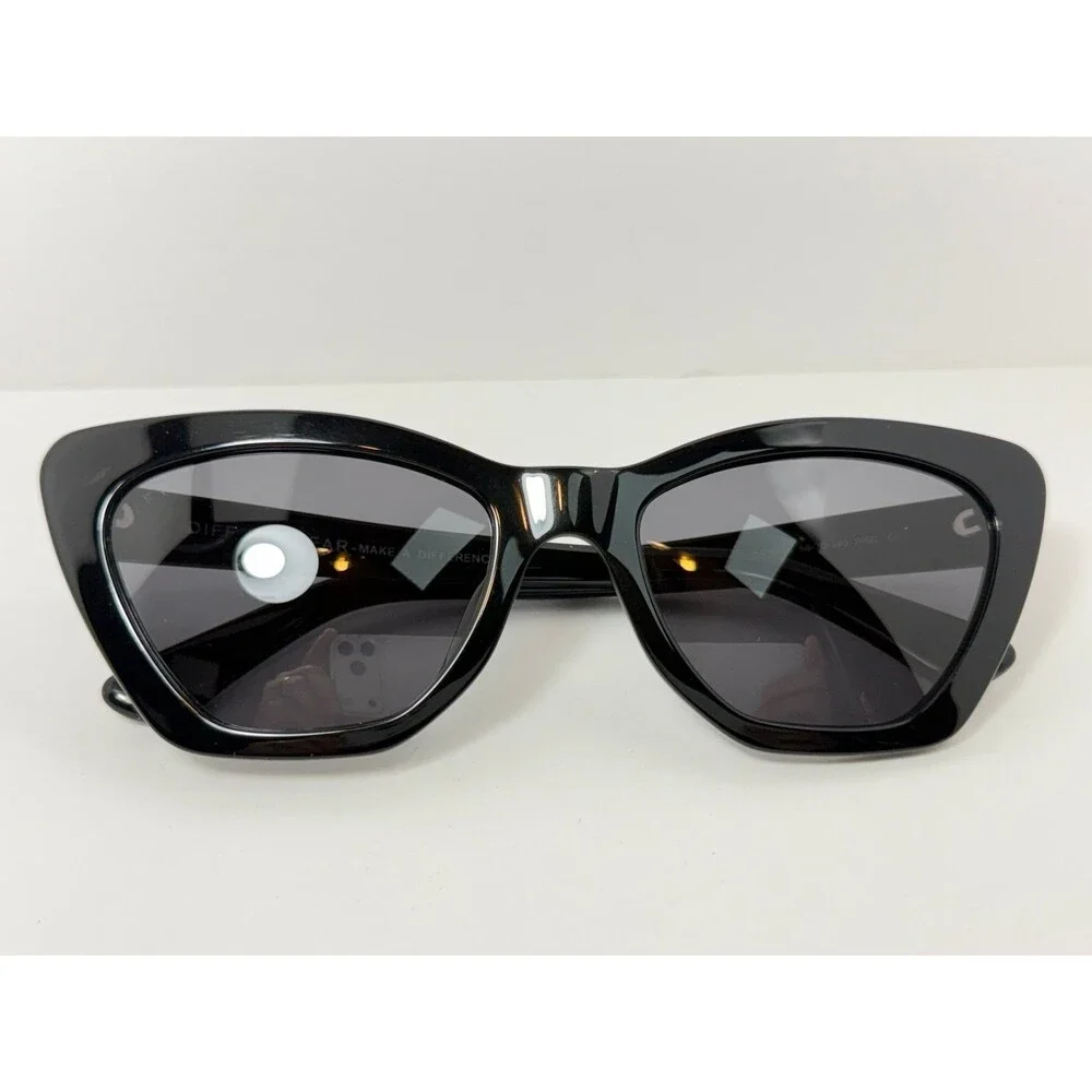 DIFF Eyewear Camila BK GR246 Women's Black Cat Eye Sunglasses 58mm UV Protection